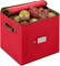 Christmas Ornament Storage Box - Stores 64 Ornaments W/Dual Zippers - Non-Woven, Tear- Proof Christmas Ornament Storage Containers - 3 Inch Cube Compartments - Red